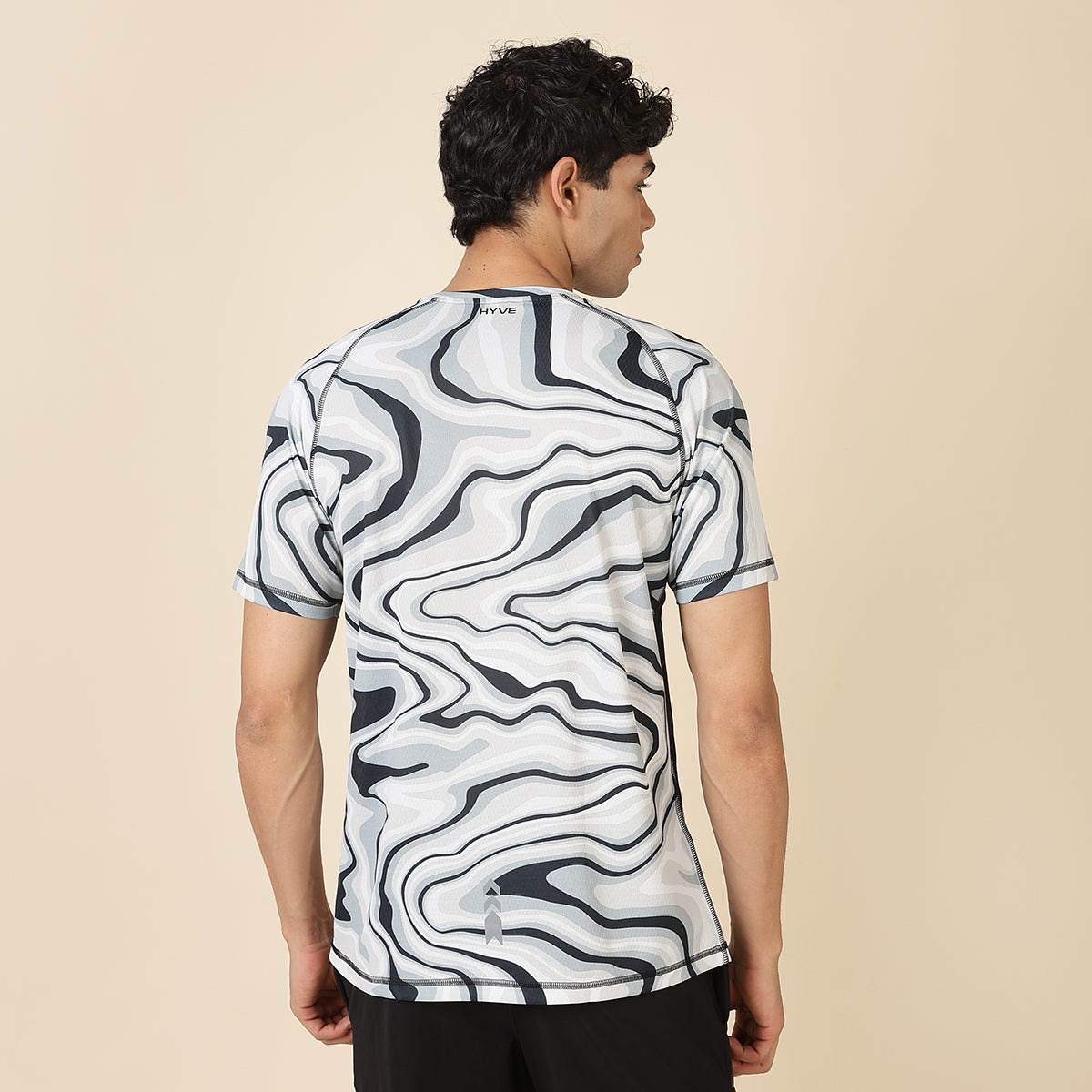 Hyve Active Running T-Shirt β Abstract Marble Print