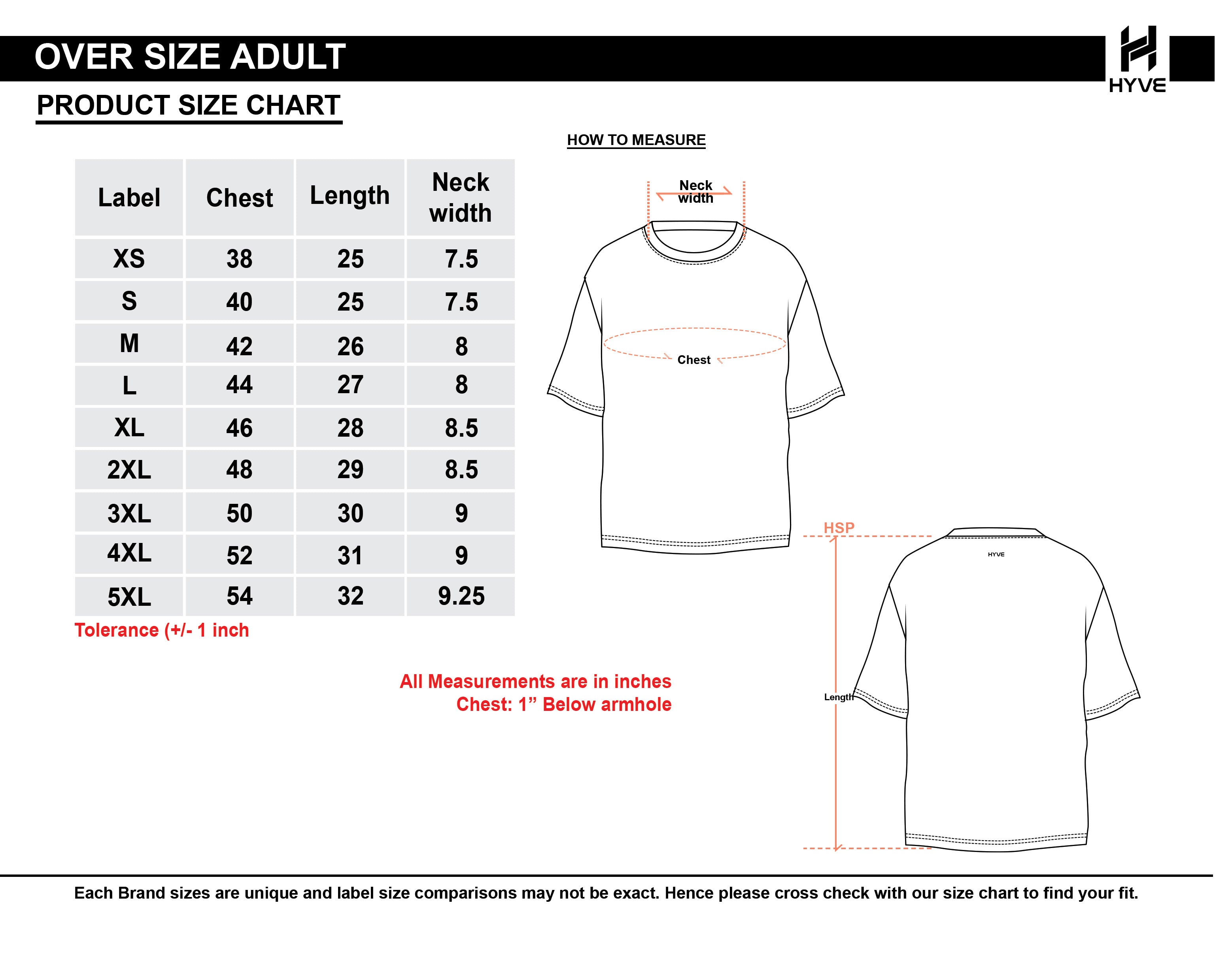  Size Chart