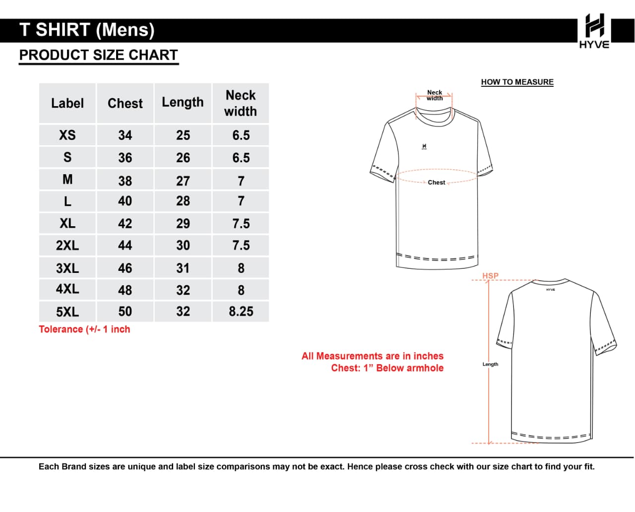  Size Chart