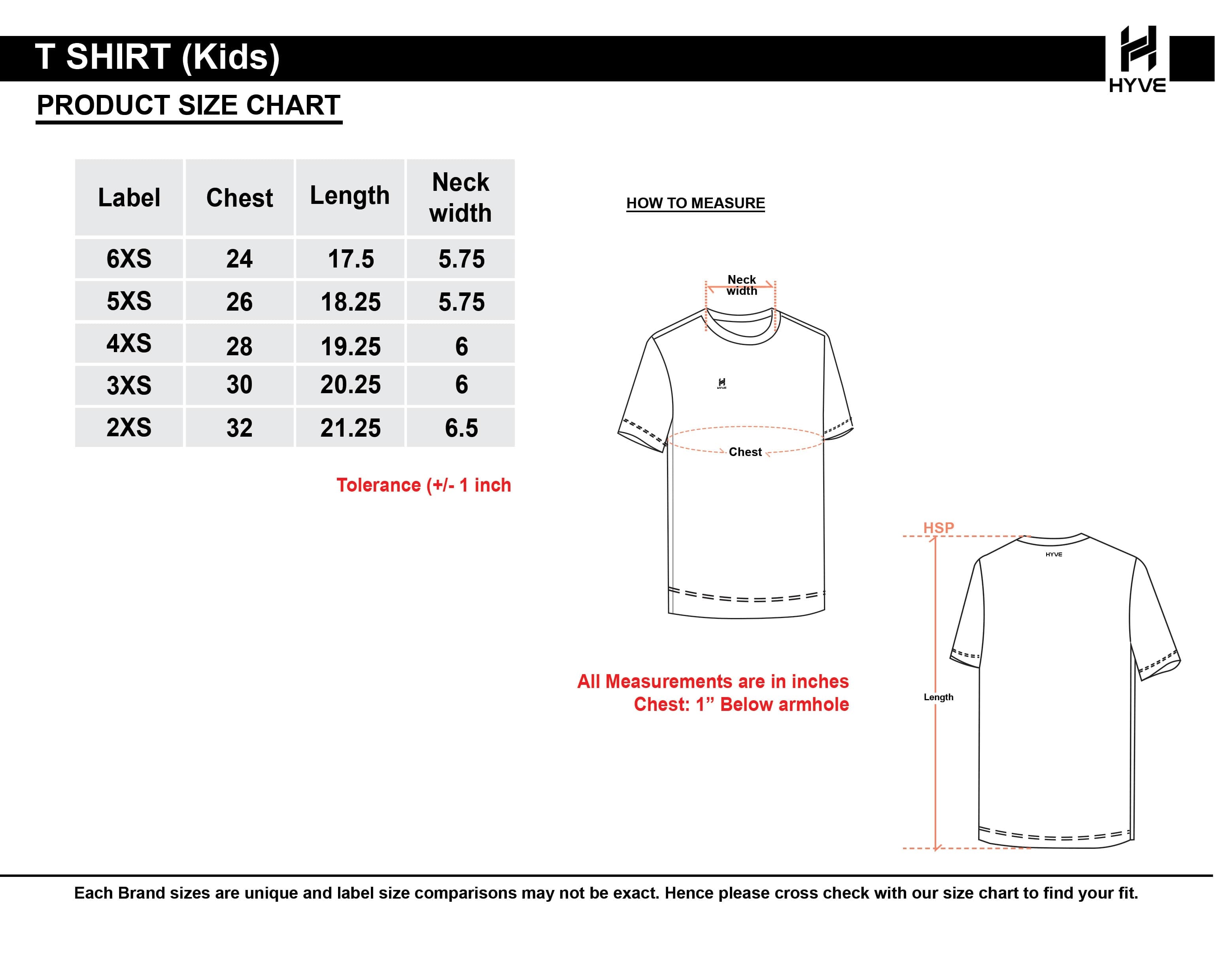  Size Chart