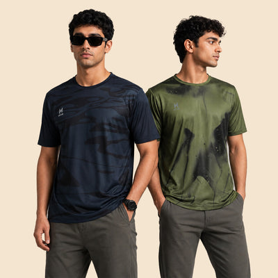 HYVE Hyve Men's Camo Athleisure T-Shirt 2-Pack – Navy & Olive S
