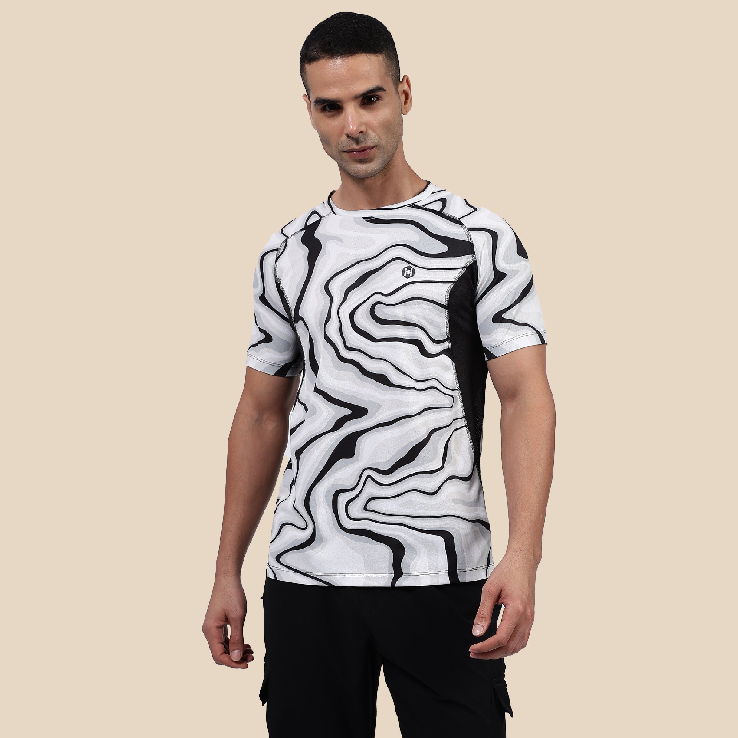 Hyve Active Running T-Shirt – Abstract Marble Print