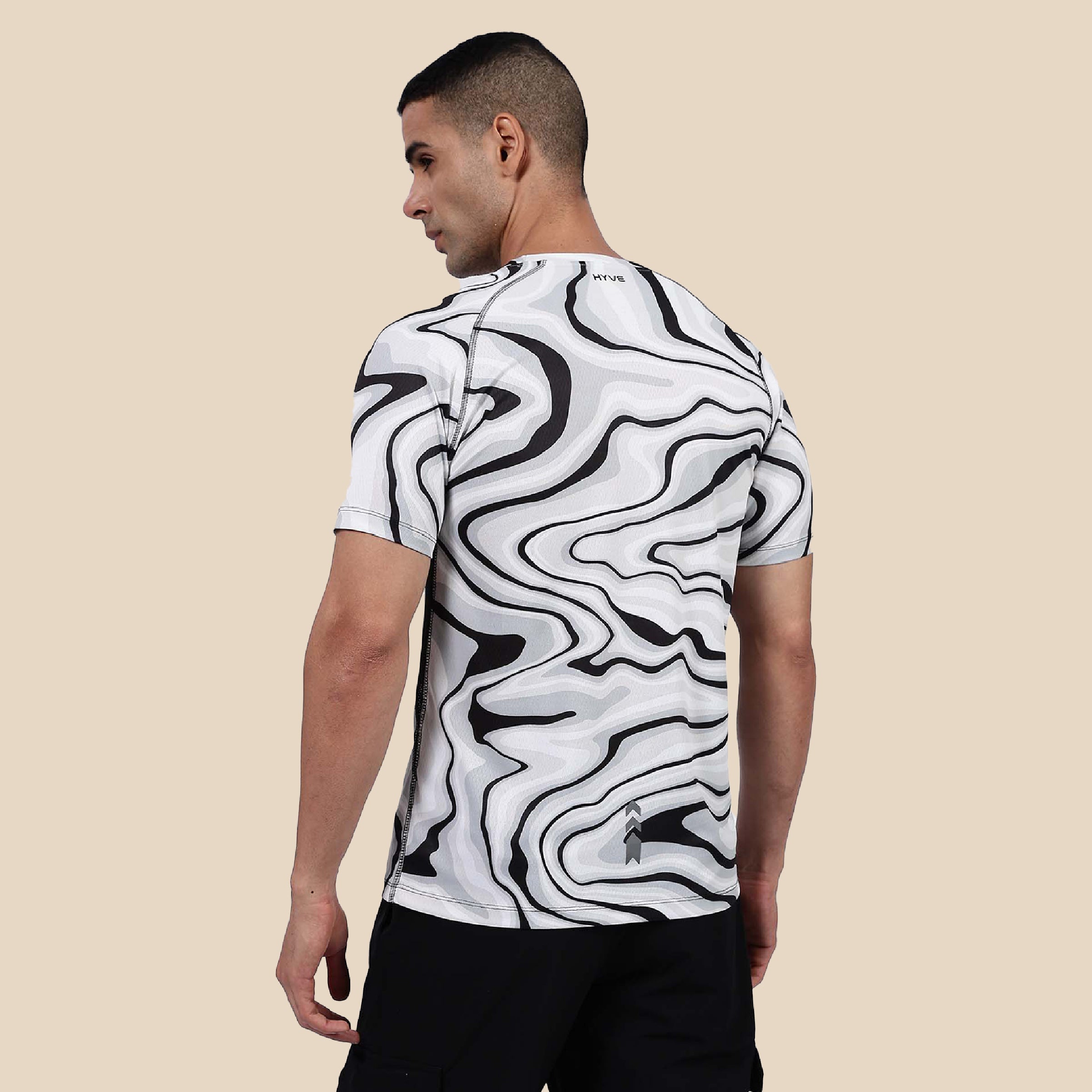 Hyve Active Running T-Shirt – Abstract Marble Print