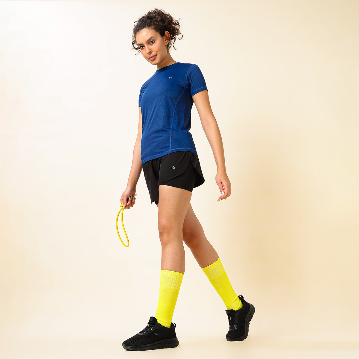 Hyve Active Women’s Double Layer Fitness Shorts – Black