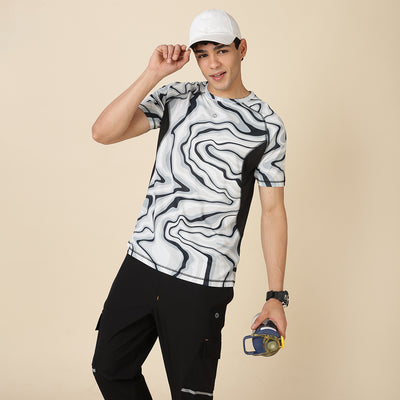 Hyve Active Running T-Shirt – Abstract Marble Print
