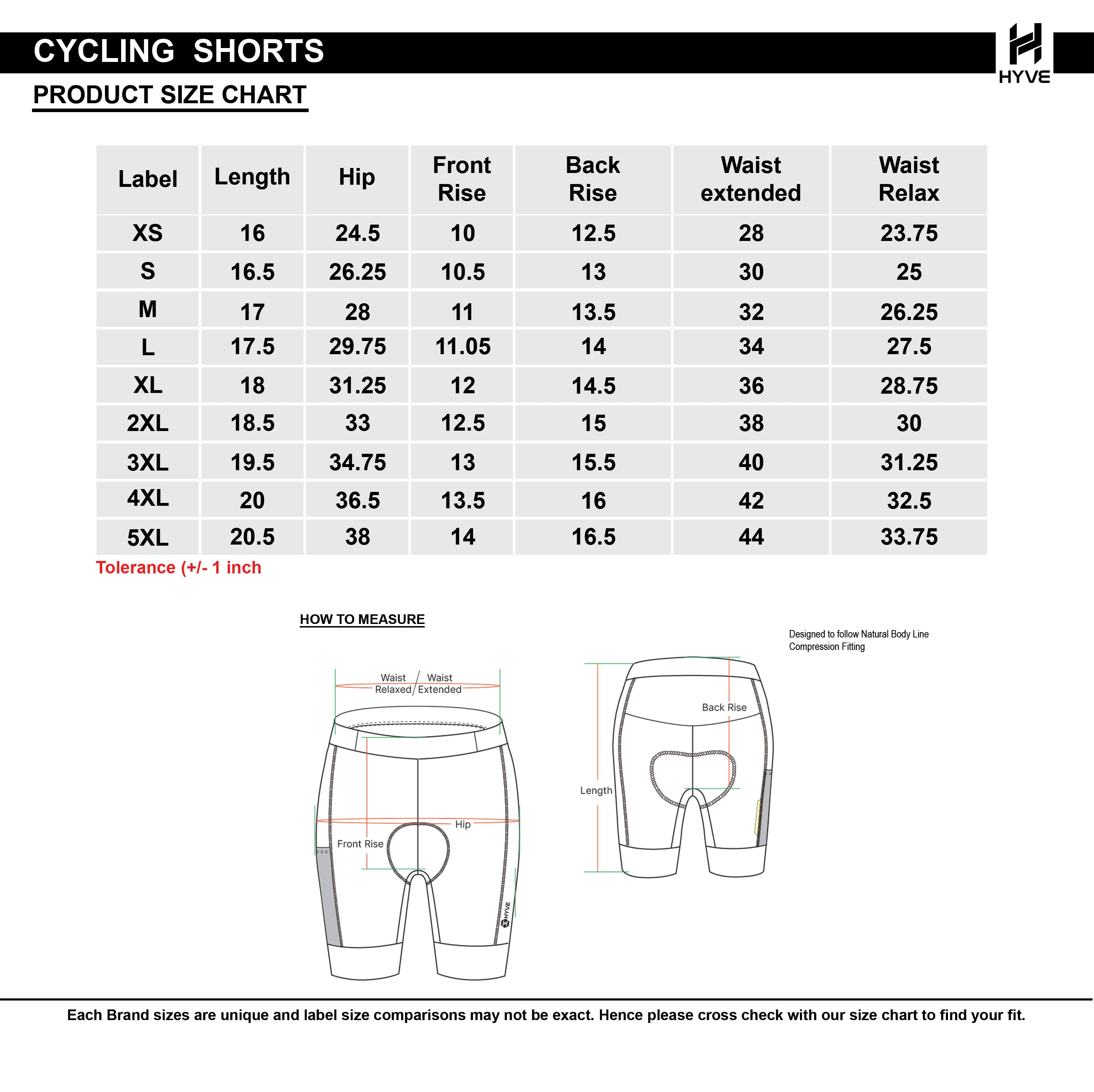  Size Chart