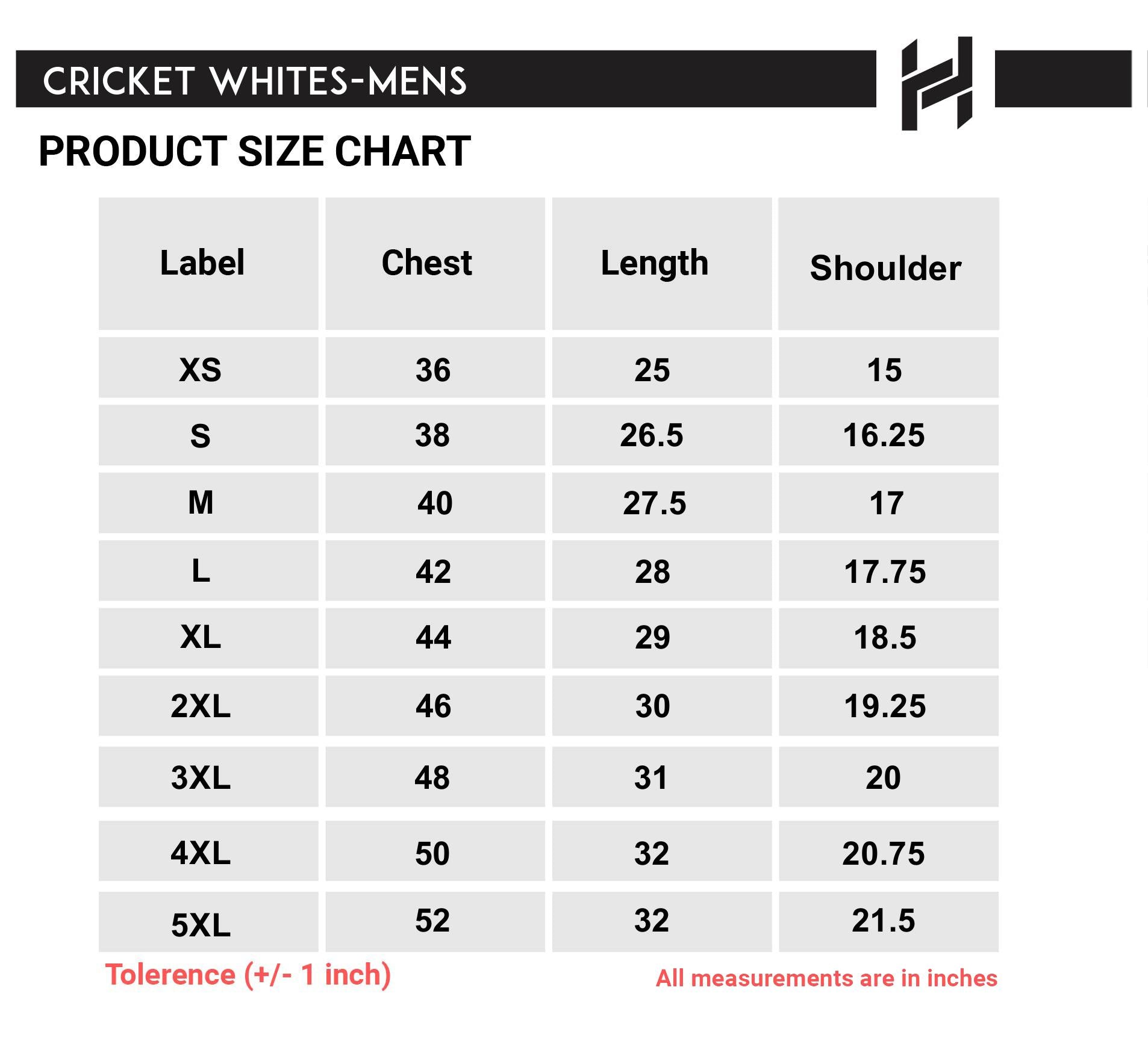  Size Chart