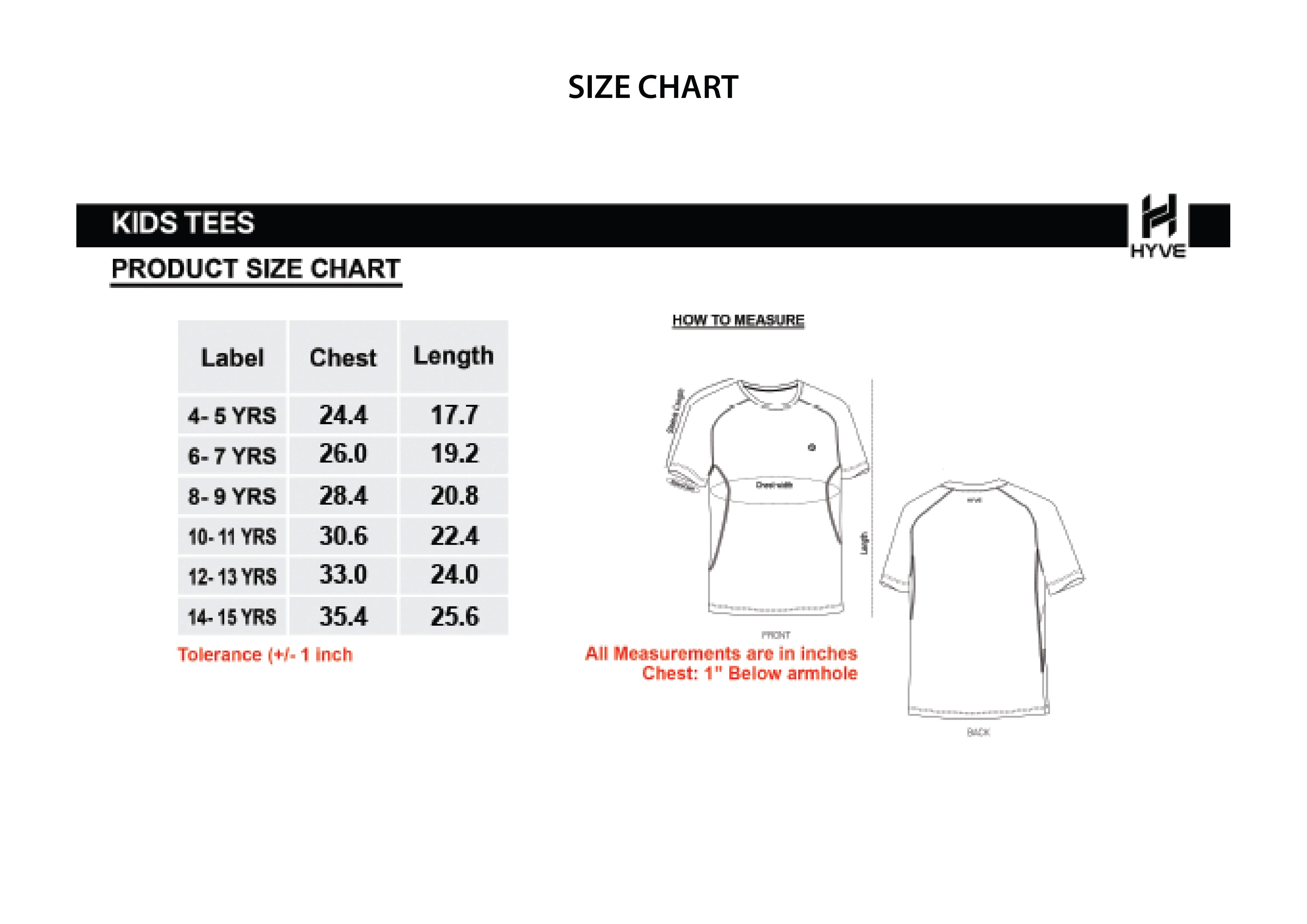  Size Chart