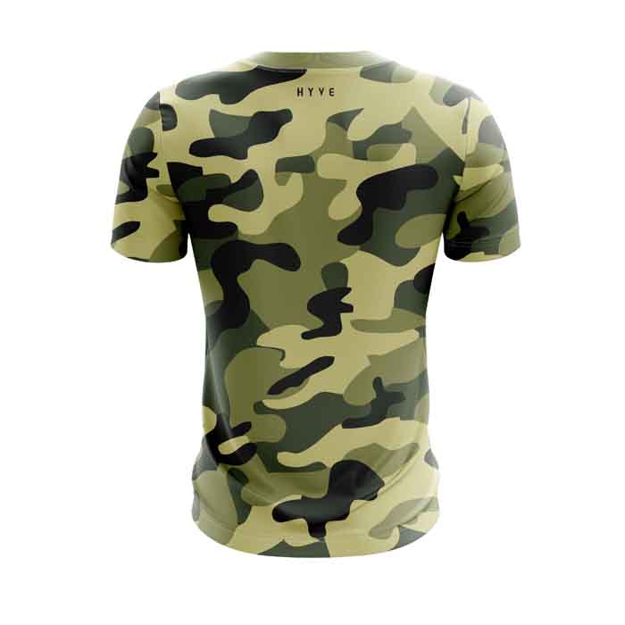 Hyve Green Camo Customized Cricket T shirt for Men - Back