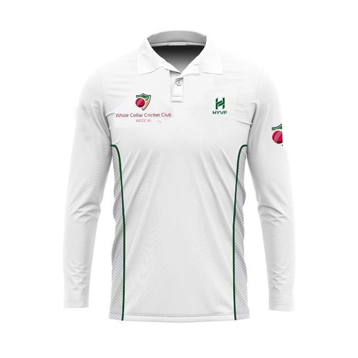 Hyve Custom Cricket Whites Full Sleeve Jersey for Men - Front