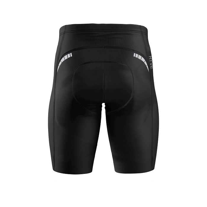 Hyve Custom Grey Stripe Cycling Shorts with Gel Padding for Men - Back