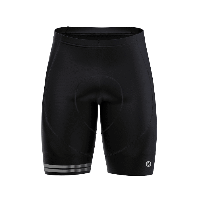 Hyve Custom Grey Stripe Cycling Shorts with Gel Padding for Men - Front