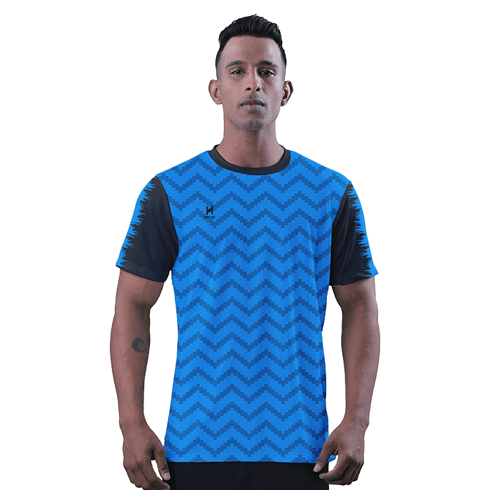 Hyve Blue Kickoff Custom Football Rapid Dry Jersey for Men - Front
