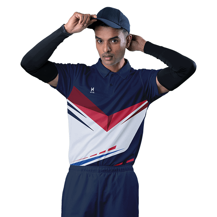 Buy Online Now Hyve Captain Blue Custom Cricket Moisture Wicking Jersey for Men - Front