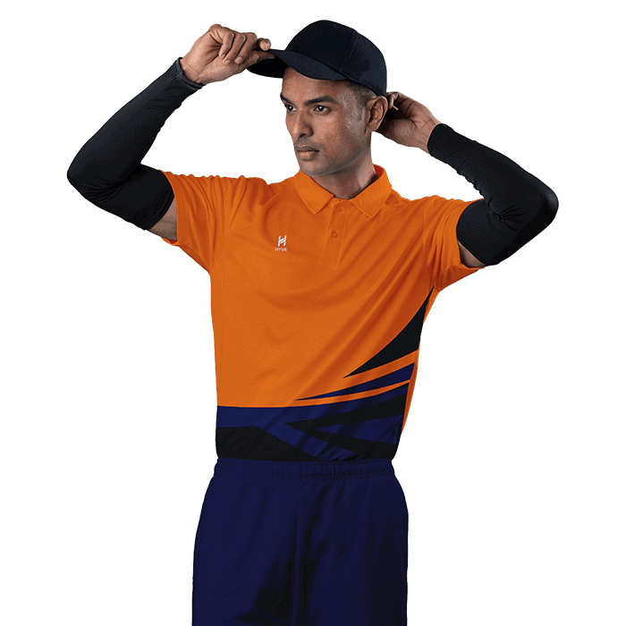 Hyve Powerplay Orange Custom Cricket Rapid Dry Tshirt for Men - Front