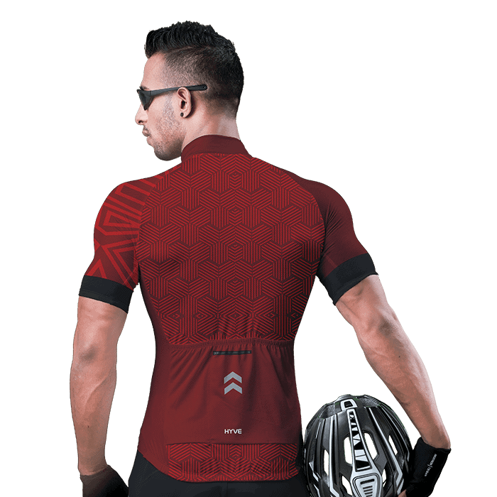 Hyve Bandidas Red Custom Racefit Cycling Jersey for Men - Back