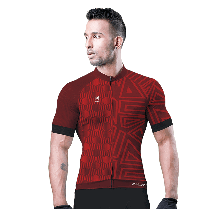 Hyve Bandidas Red Custom Racefit Cycling Jersey for Men - Front