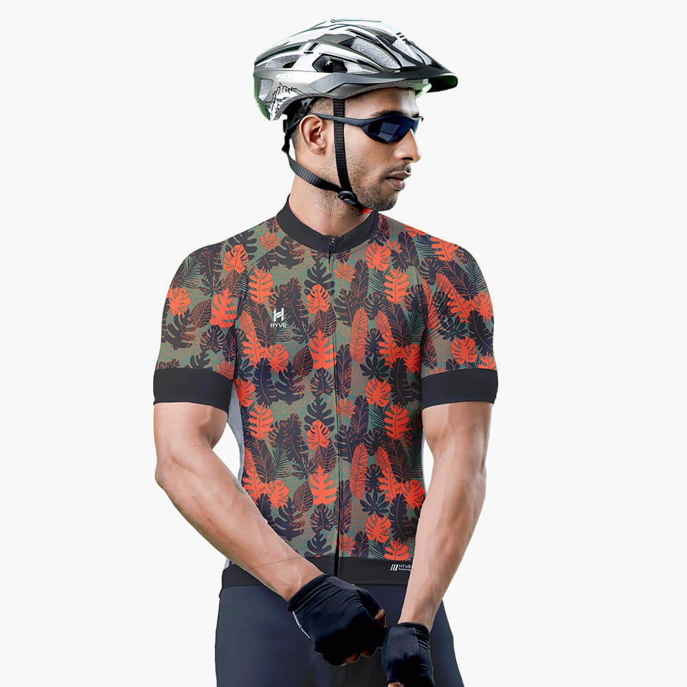 Hyve Tropical Custom Half Sleeve Race Fit Cycling Jersey for Men - Front