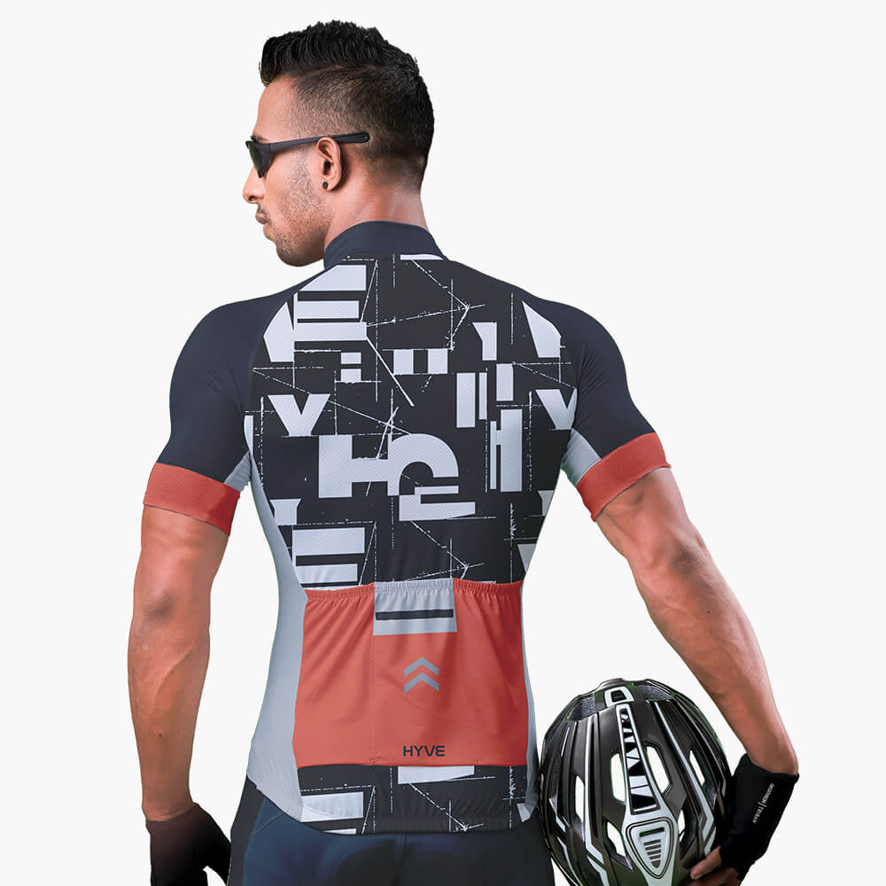 Hyve Typolog Custom Race Cycling Jersey with Power Band Cuff for Men - Back