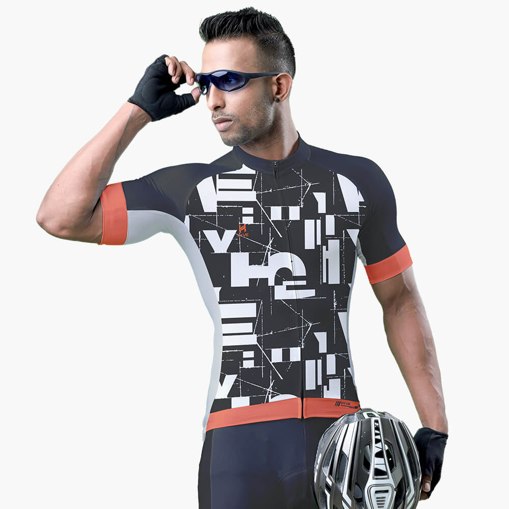 Hyve Typolog Custom Race Cycling Jersey with Power Band Cuff for Men - Front
